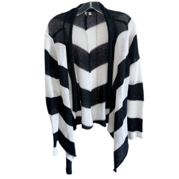 Rip Curl Cardigan Black/White Wide Stripe Open Front Sz Small/8 - Picture 1 of 9